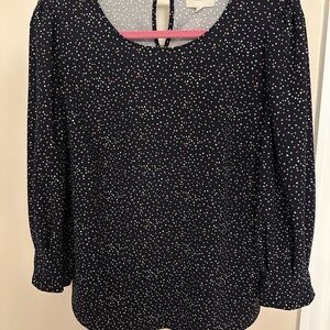 MELLODAY Navy Confetti Blouse